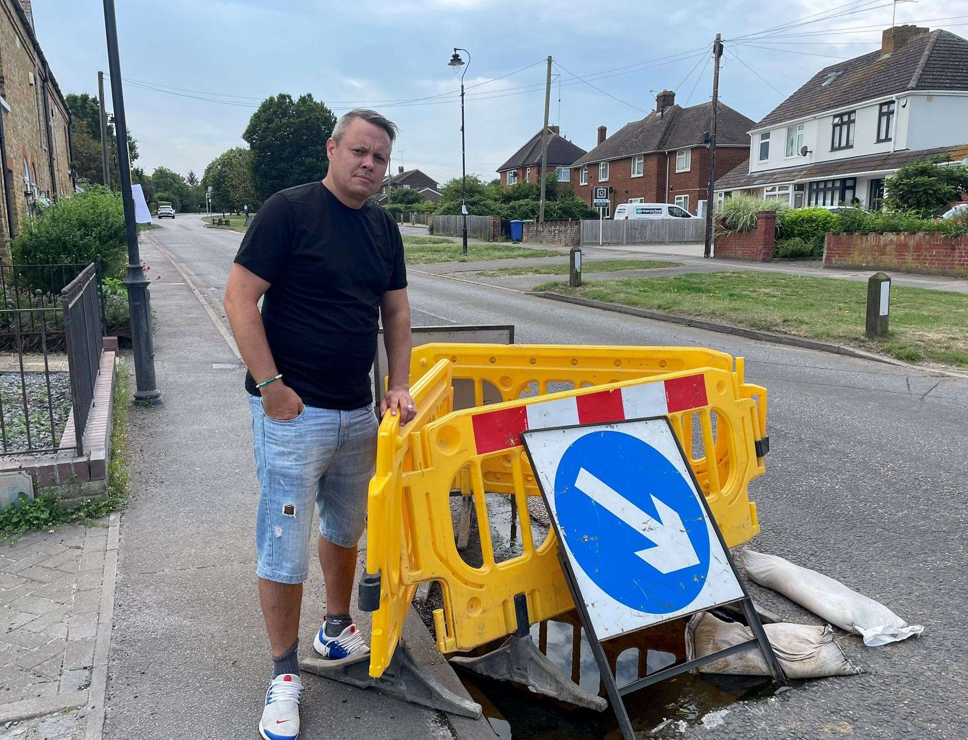 Plantation Court resident James Edwards whose home is just metres from the water leak. Picture: Joe Crossley