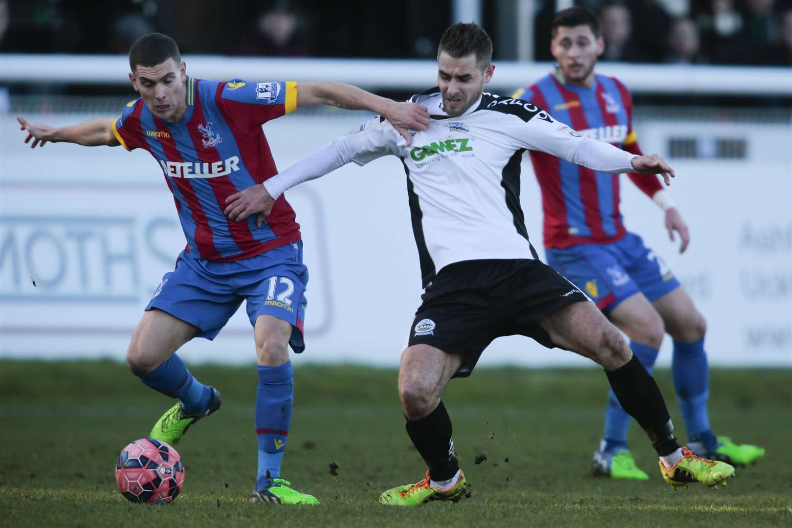 Stuart O'Keefe in action for Crystal Palace at Dover in 2015, a game where the favourites ran out comfortable 4-0 winners Picture: Martin Apps