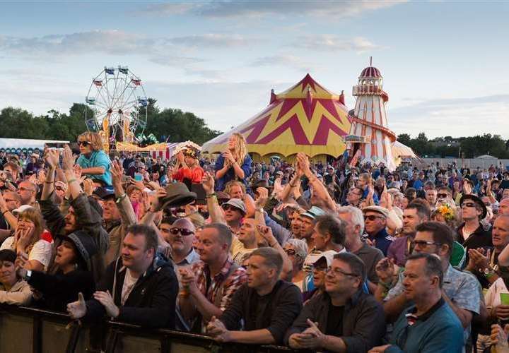 Crowds enjoying the star performers at the Hop Farm Festival at Paddock Wood