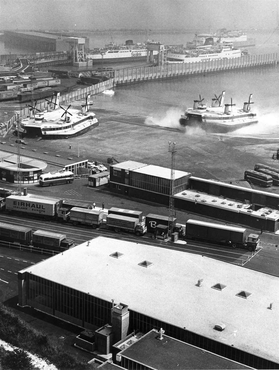 Aerial View of Dover harbour in July 1973