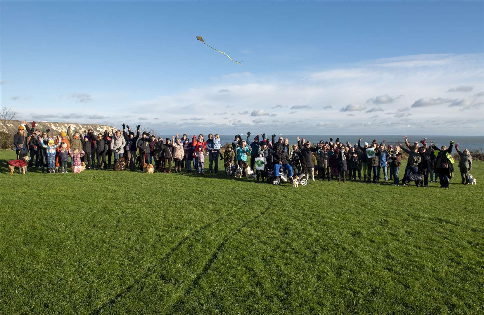 Protestors at the East Cliff in Folkestone. Picture: Mark Hourahane