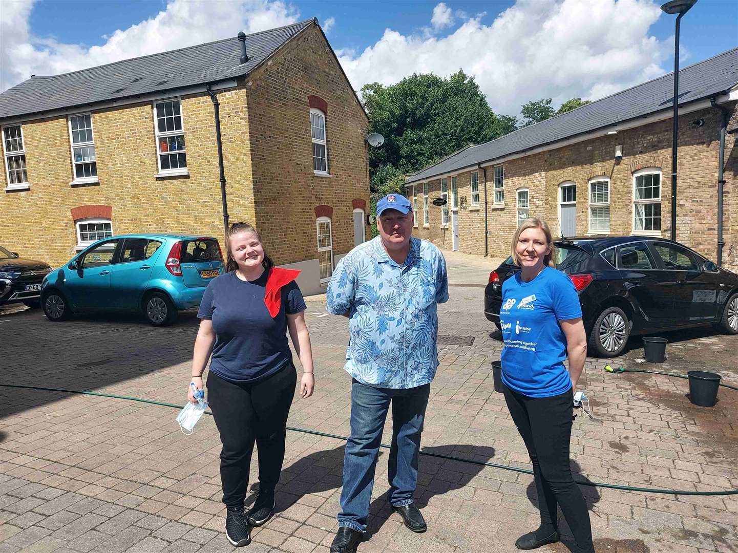 From left: Paige Matthews, actor Frank Harper and Kerry Jary at the South Darenth Co-op fundraiser