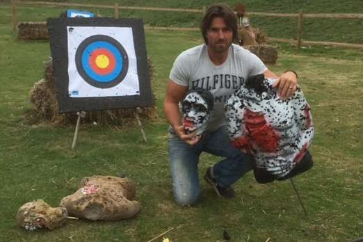 John Kay with some of the damage to the archery equipment