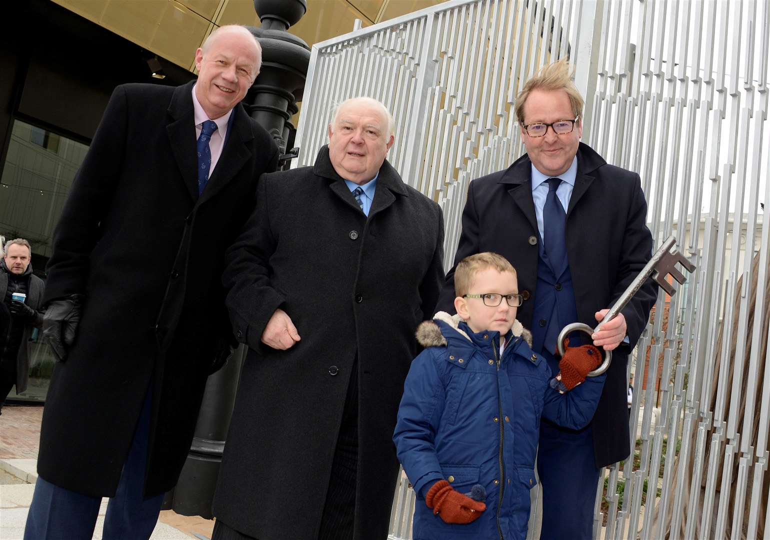 The opening of Elwick Place in December 2018. Former Ashford MP Damian Green, ex-ABC leader Cllr Gerry Clarkson, Gary Bourne of Stanhope PLC and five-year-old Henry Rowles