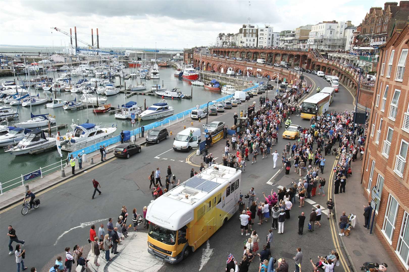 Former javelin world record holder Steve Backley running a stint in Ramsgate. Pic: Locog