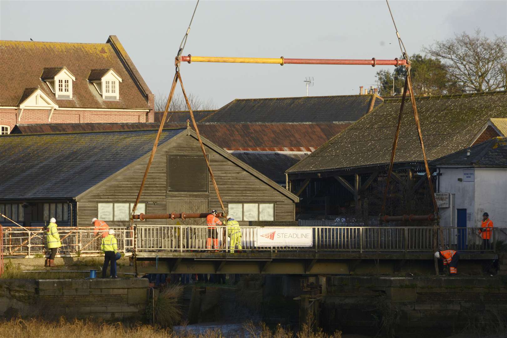 Creek bridge ready to be lifted. Picture: Paul Amos