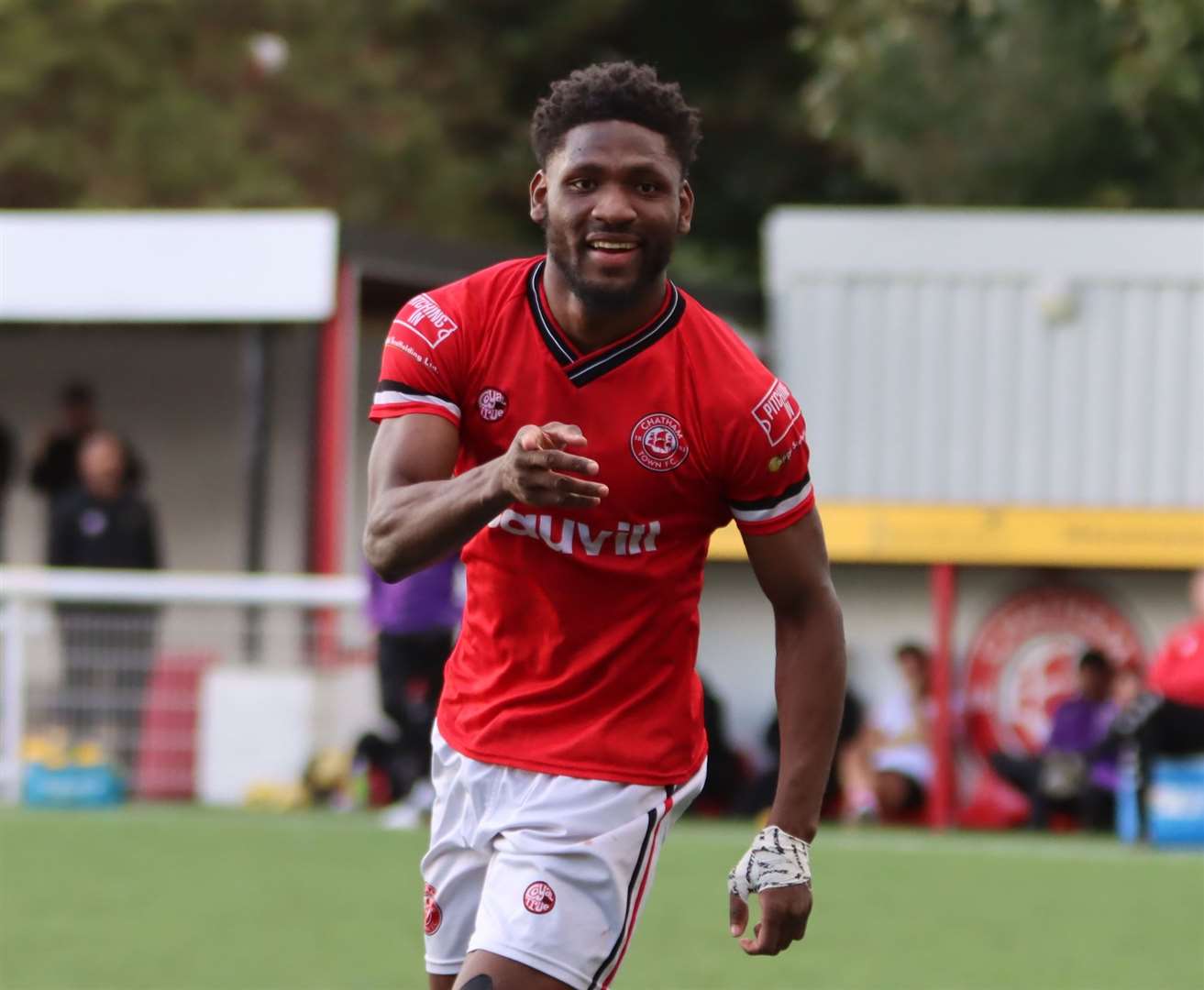 Ashley Nzala - the former Chatham forward scored to deny Dover a weekend win in Essex. Picture: Max English @max_ePhotos