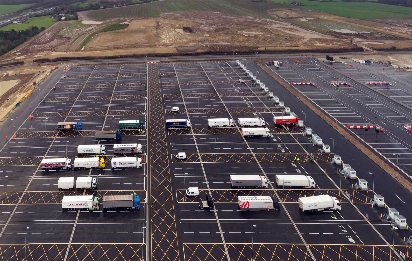 Lorries on the site last week - including a Haas F1 team truck in the nearest row