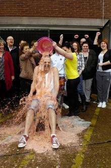 Michael Bartholomew gets gunged by colleagues at JHP Training