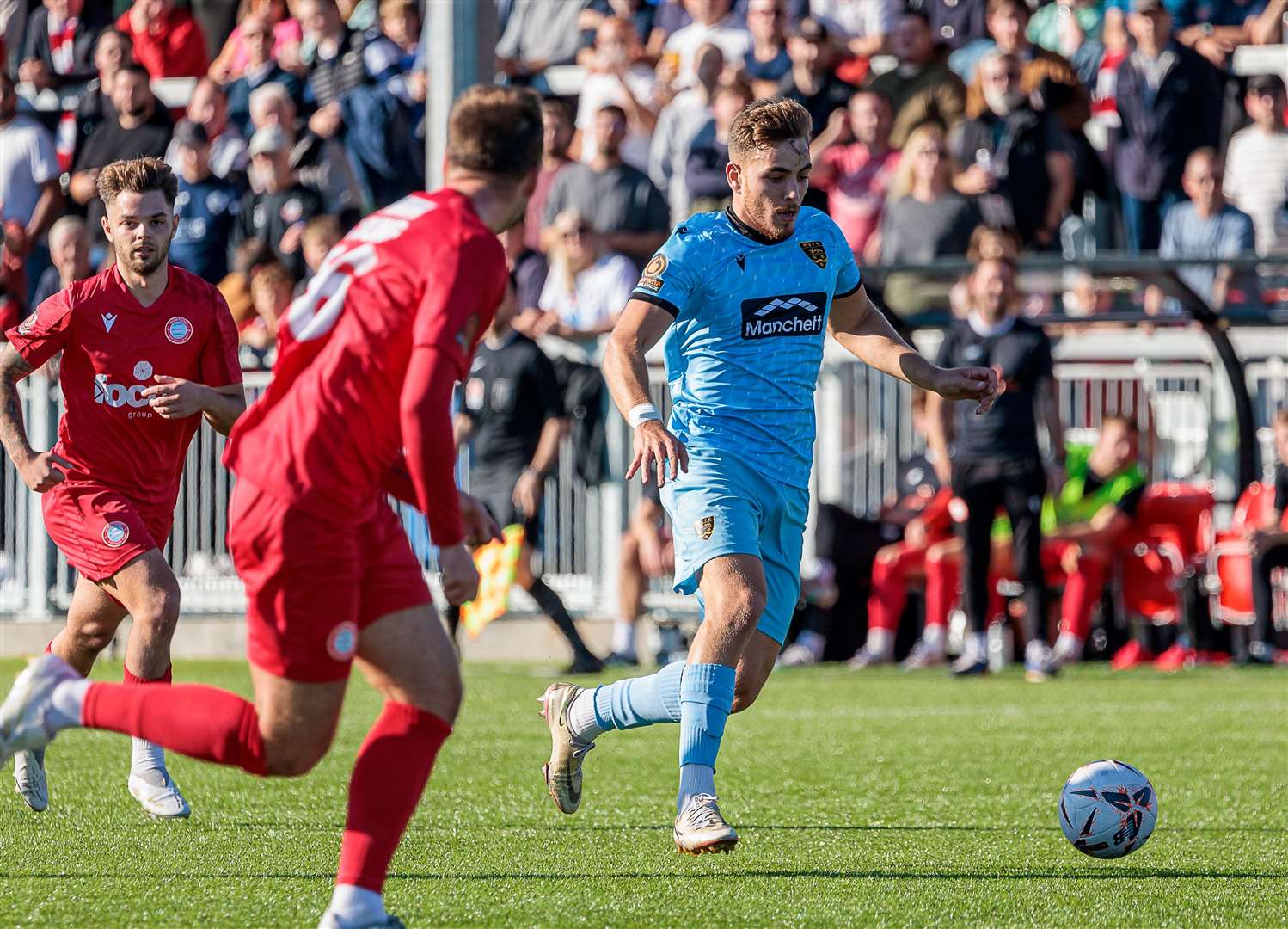 Maidstone midfielder Antony Papadopoulos get forward at Worthing. Picture: Helen Cooper