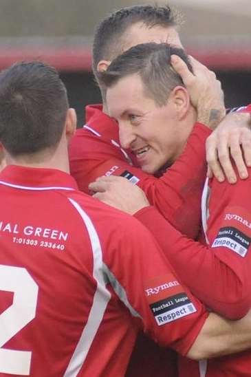 Shaun Welford scored a hat-trick for Hythe Picture: Paul Amos