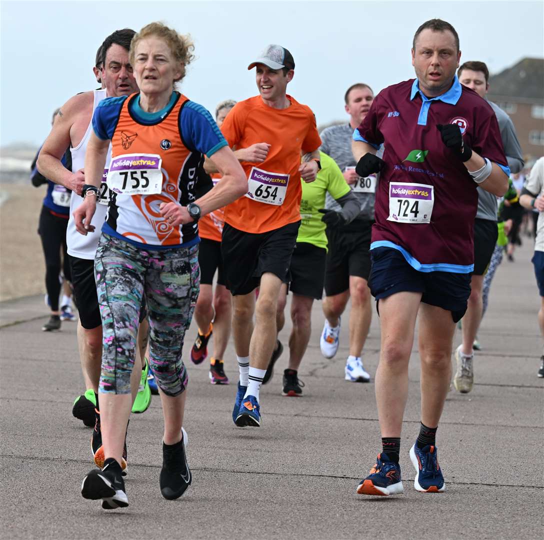 No.755 Jackie Wastell of Deal Tri races among the pack. Picture: Barry Goodwin