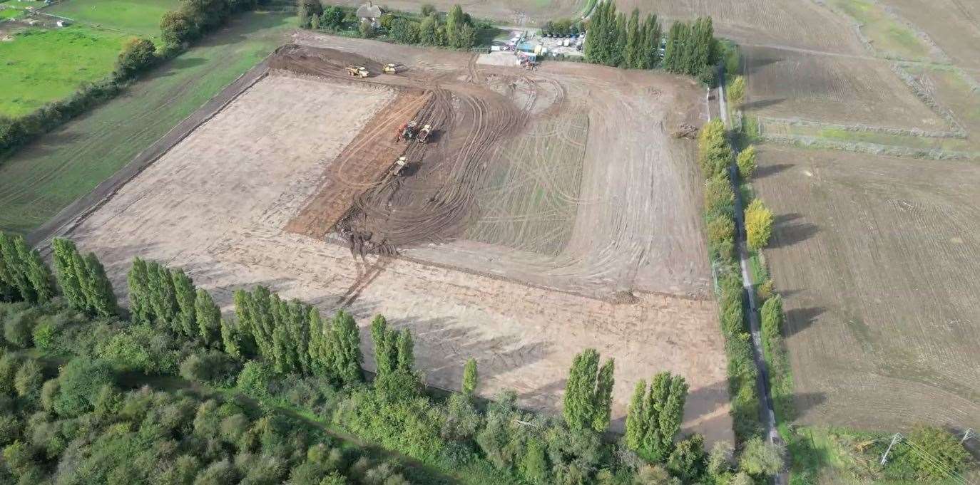 The site of Sittingbourne Rugby Club's first permanent home in Borden from the air