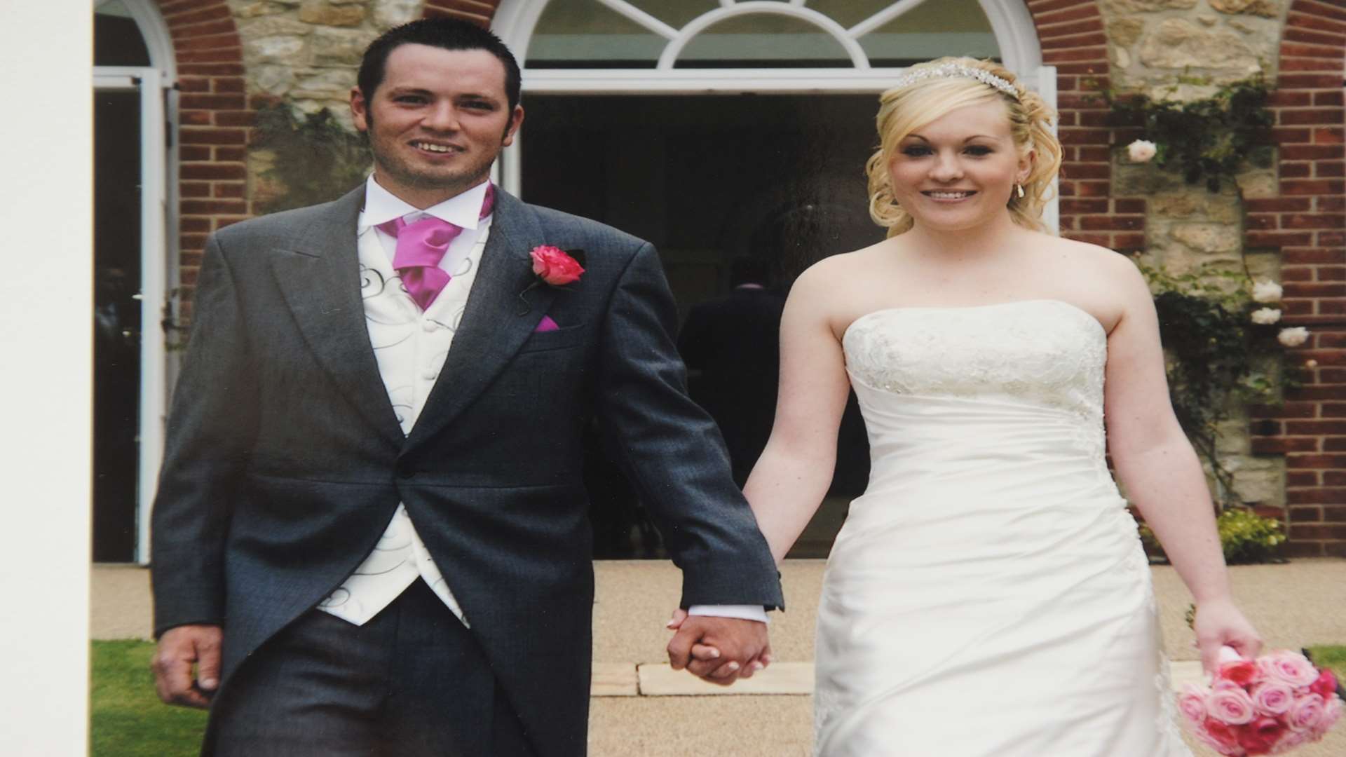 Laura Bartley and husband Chris on their wedding day