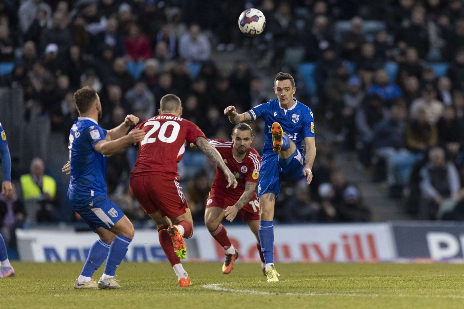 Gillingham captain Shaun Williams in action against Crawley Town