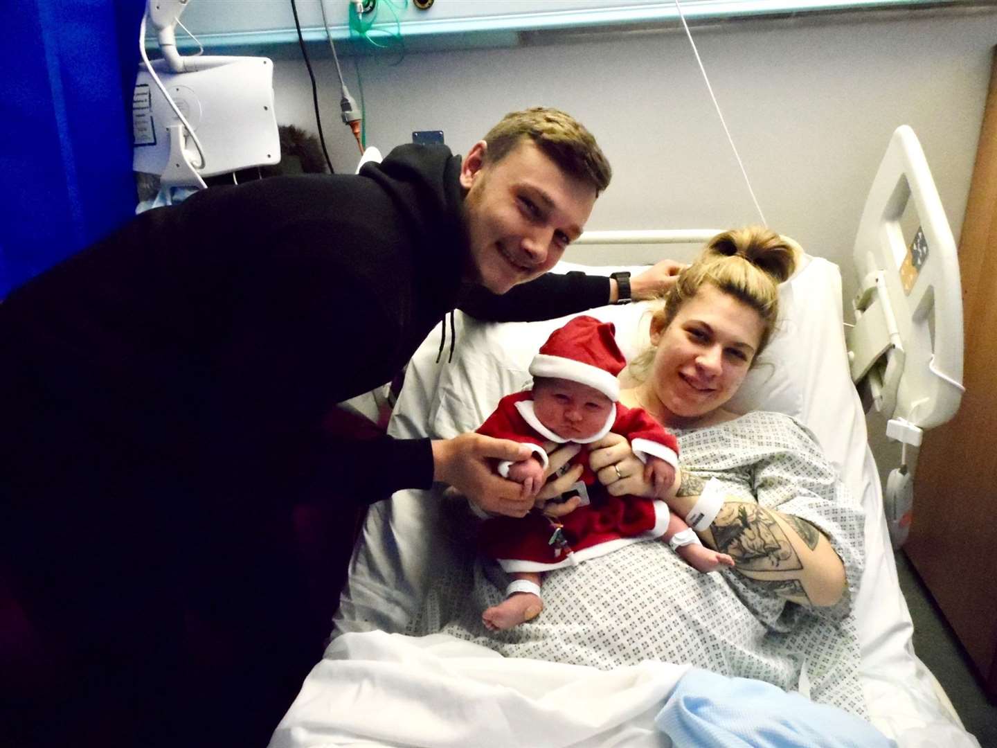 Baby Cara, mum Kerry Ann and partner Alfie. Picture: Darent Valley Hospital Facebook