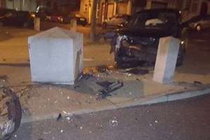 The car driver crashed into a bollard in Lansdowne Square