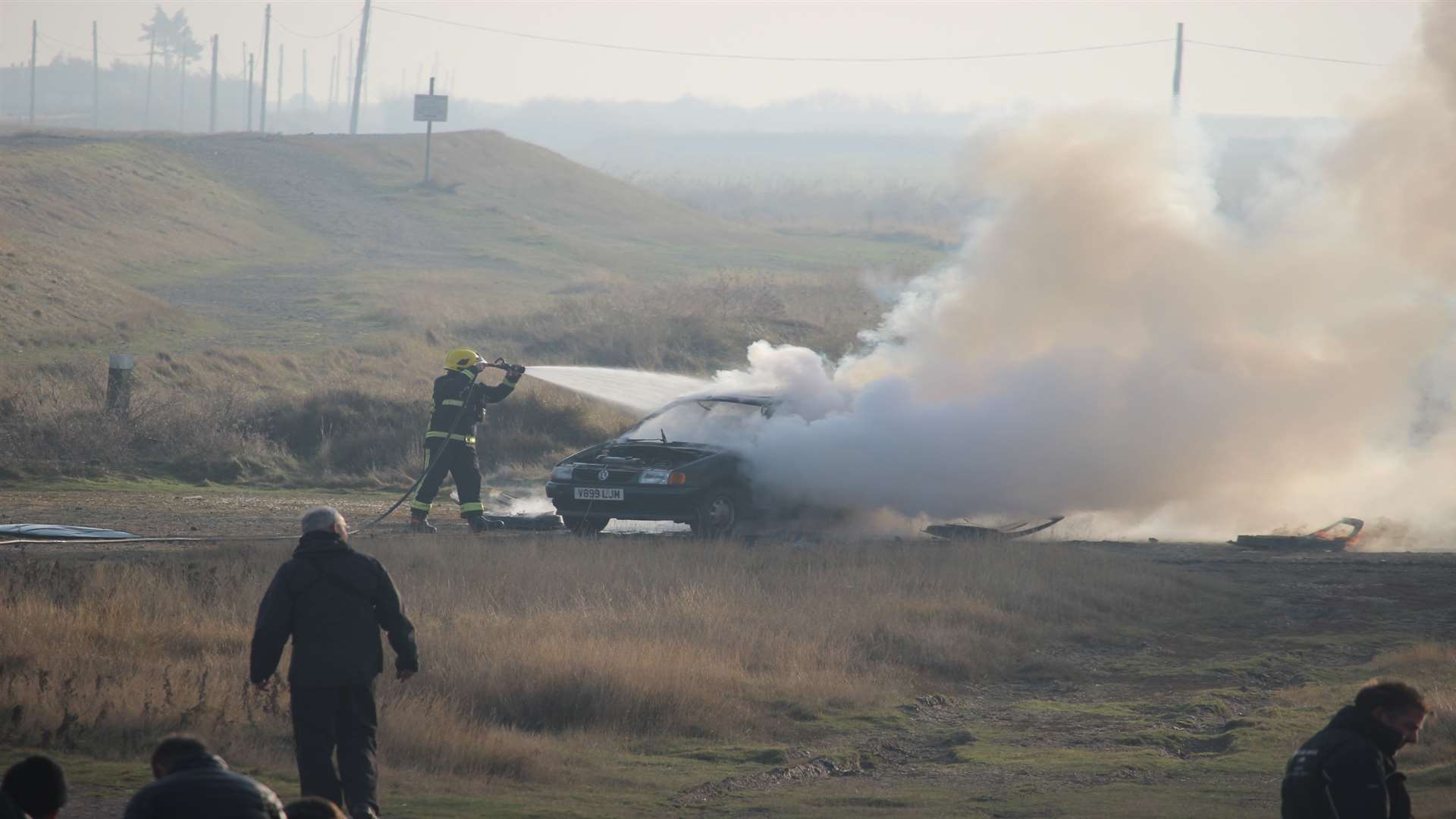 The burnt out vehicle