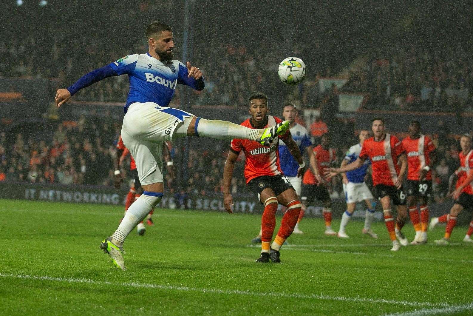 Max Ehmer in action for the Gills against Luton Town in the Carabao Cup second round earlier this season Picture: @Julian_KPI