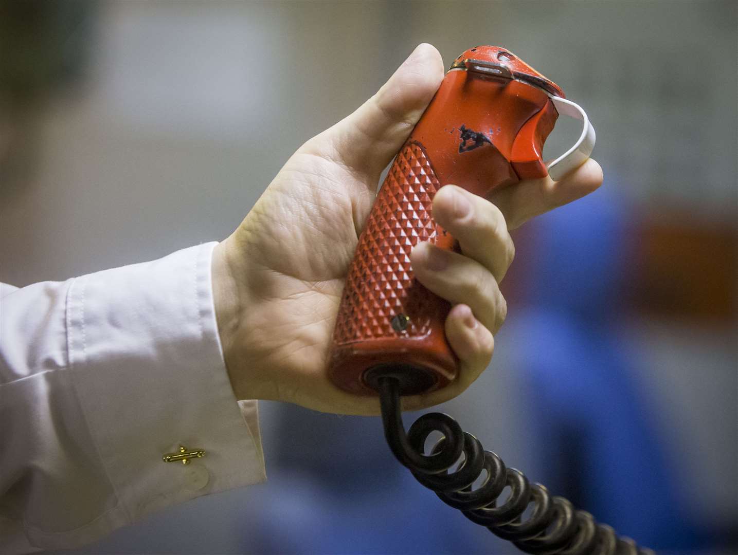 The weapons engineer officer’s tactical trigger, that would be used in the final stage of a nuclear missile launch (Danny Lawson/PA)