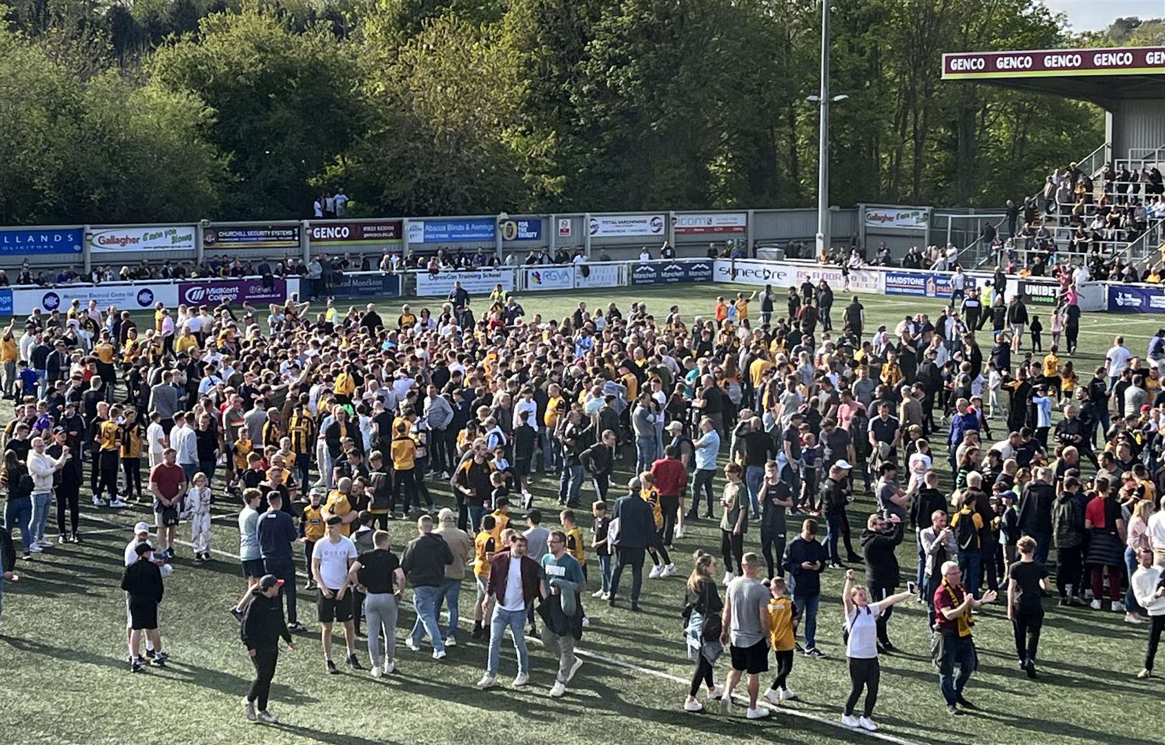 The Stones faithful celebrate Maidstone United’s National League South title win