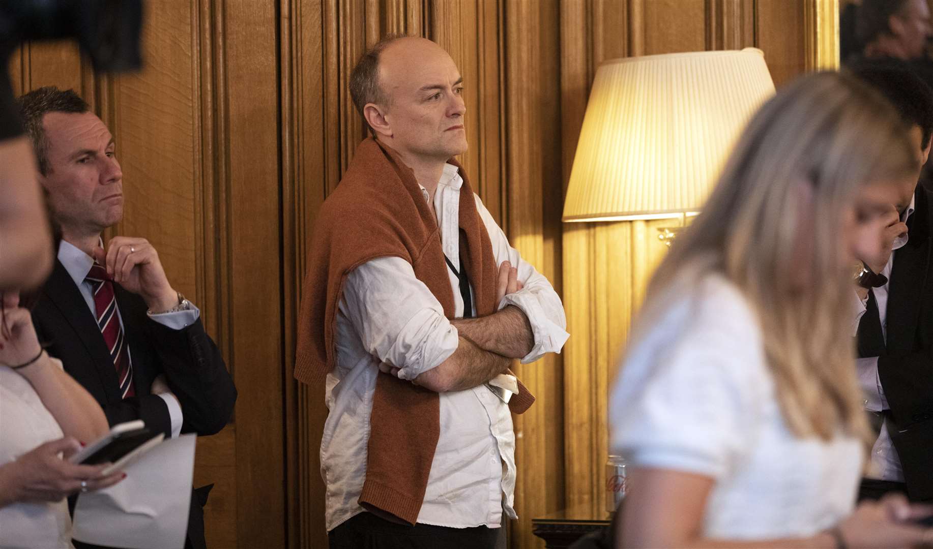 Dominic Cummings at a news conference inside 10 Downing Street before he took ill (Richard Pohle/The Times/PA)