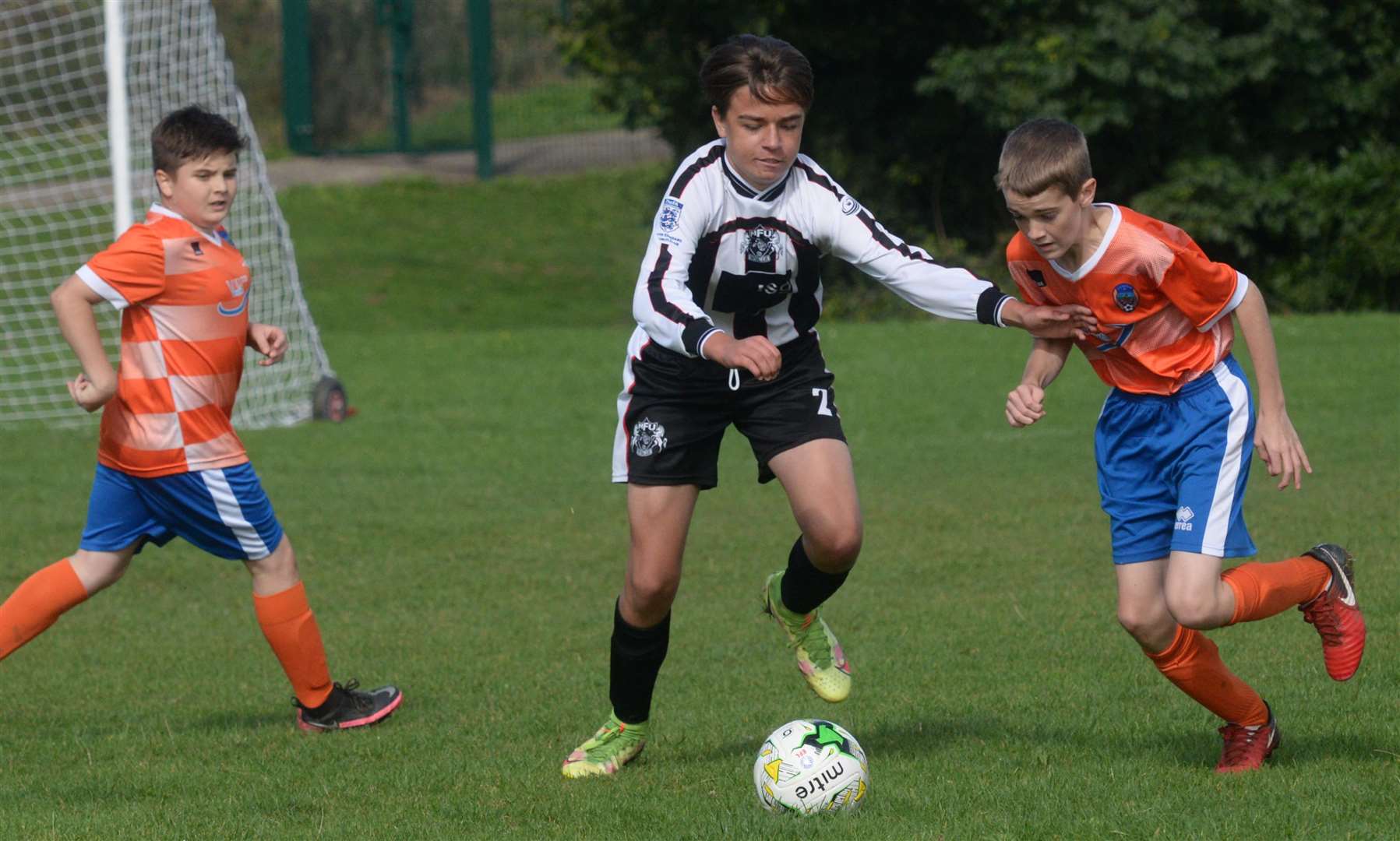 Milton & Fulston United Zebras under-14s, in action against Cuxton, went down at Punjab United in the League Cup. Picture: Chris Davey (51864930)