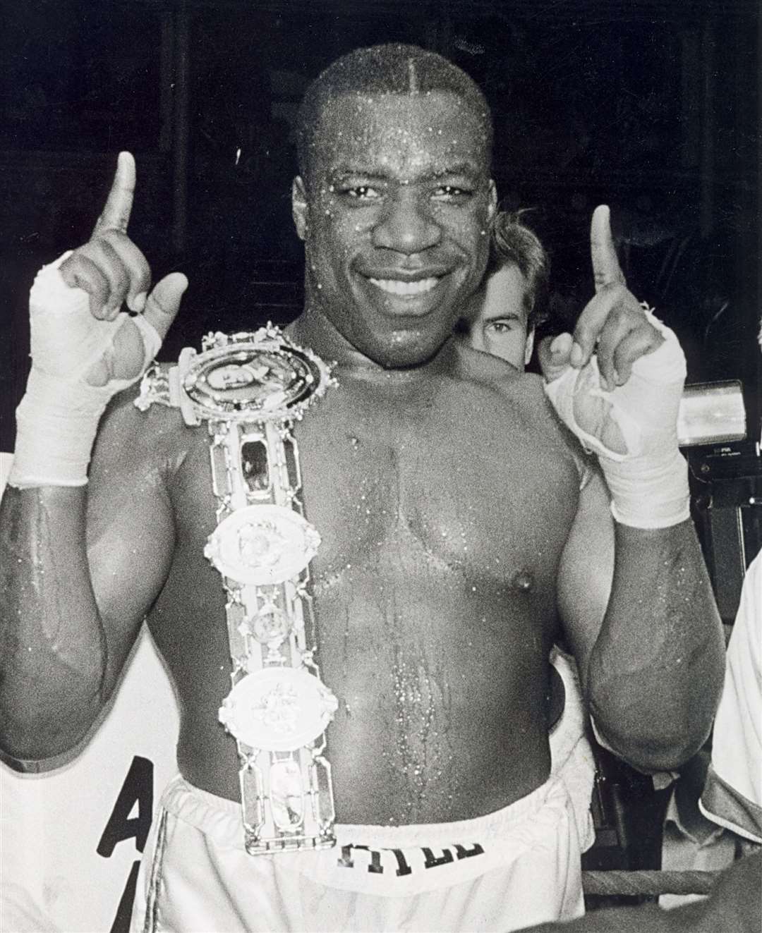 Gary Mason after winning the British heavyweight title in January 1989