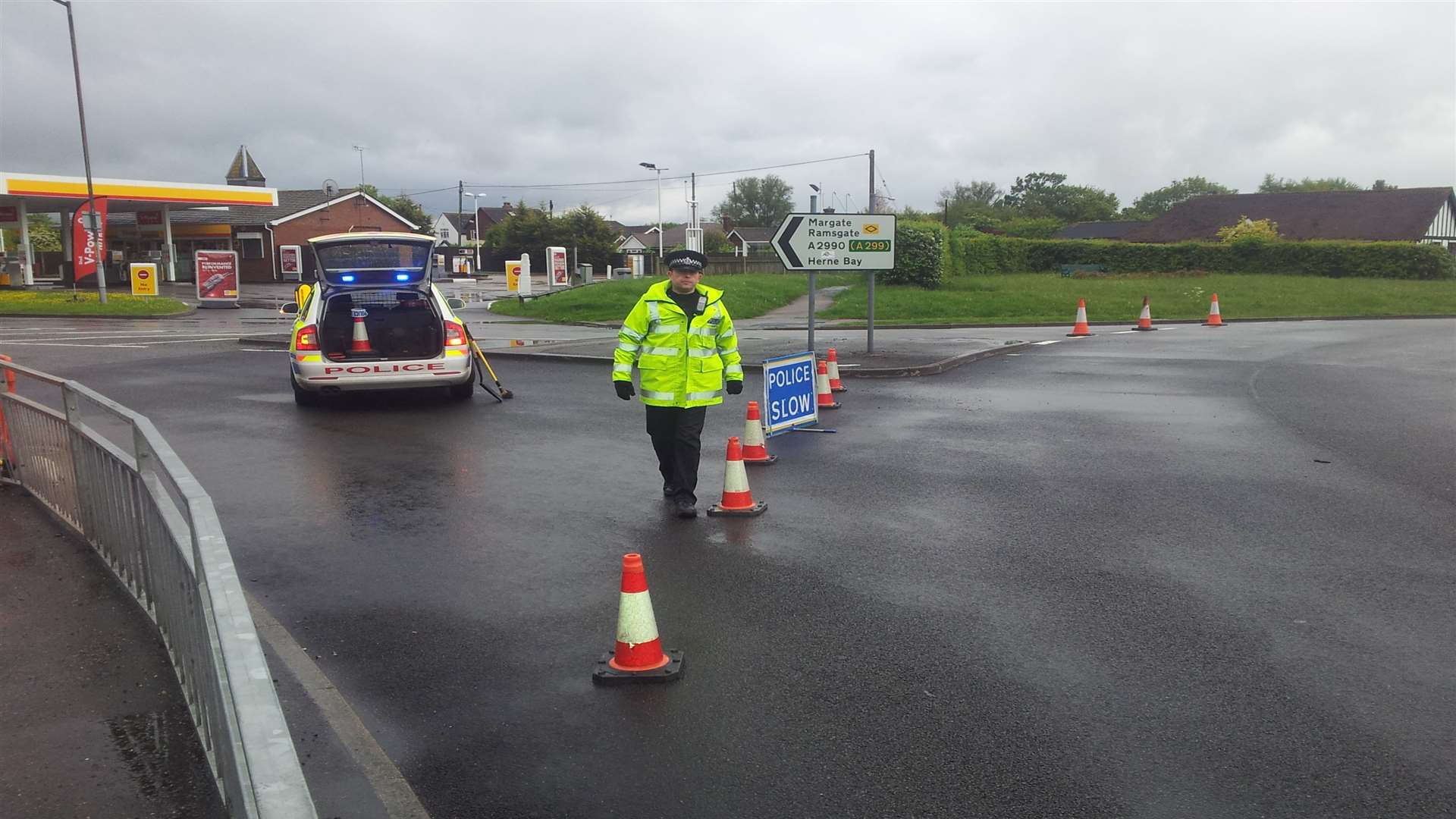 Police closed off the Old Thanet Way at Chestfield