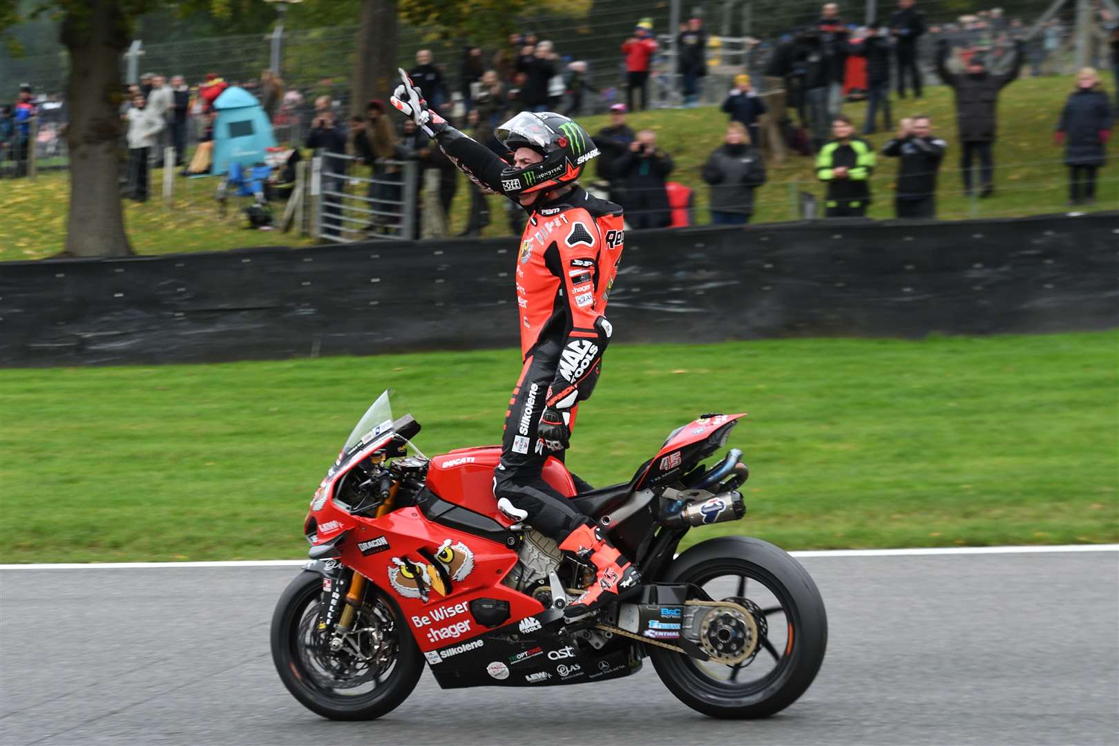 Scott Redding celebrates winning the BSB Championship last year Picture: Simon Hildrew