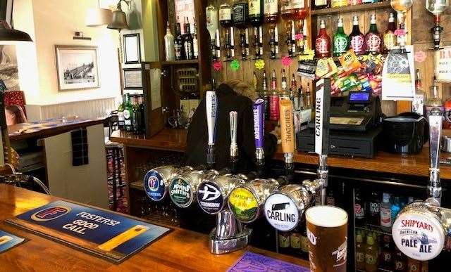 Behind the bar at the Boars Head in Dover