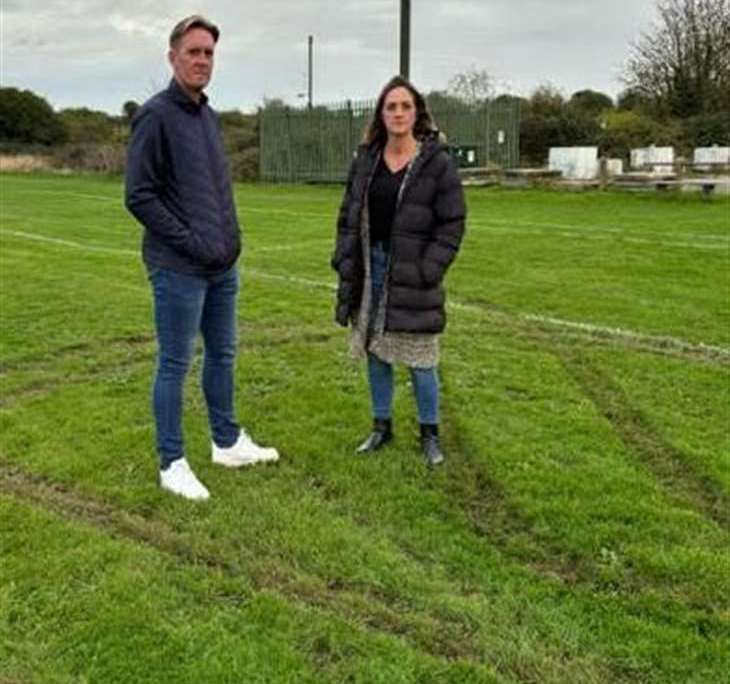 Club manager Lee Malone and wife Sarah survey the damage