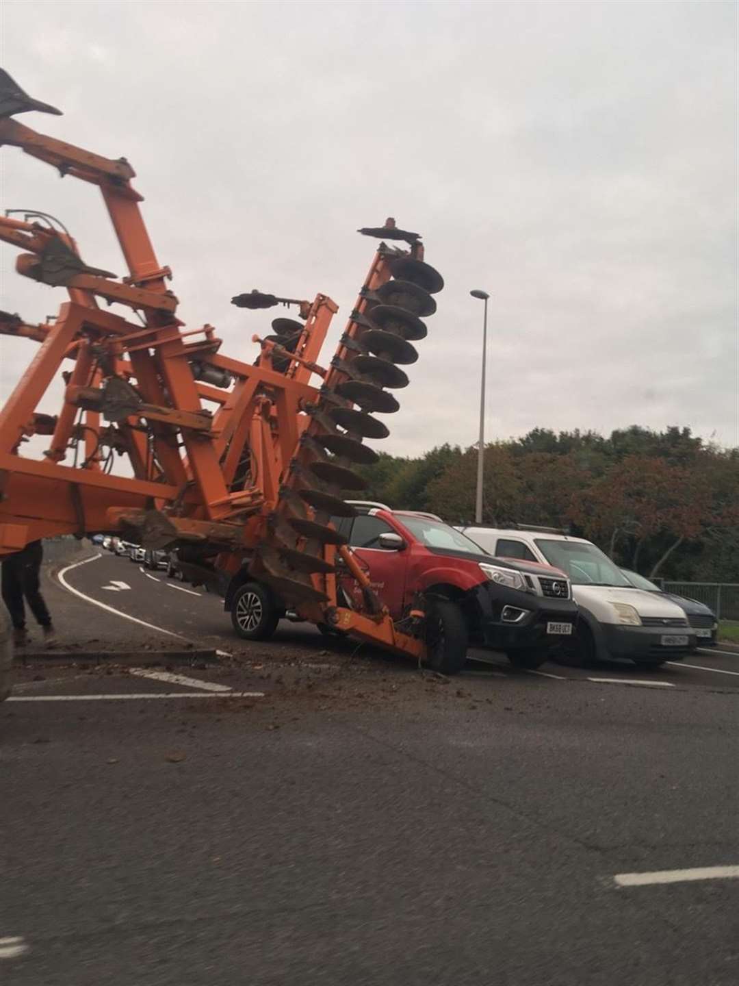 The plough resting on the car in Ito Way, Gillingham. Picture: Ellie Wolfe