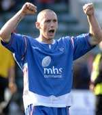 Andrew Crofts celebrates at full-time. Picture: GRANT FALVEY