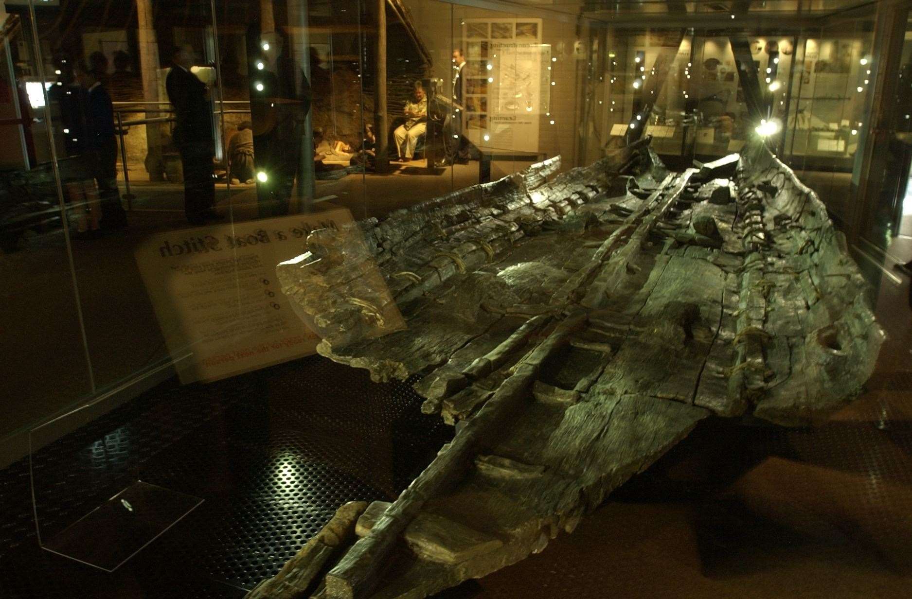 The Bronze Age Boat on display at Dover Museum