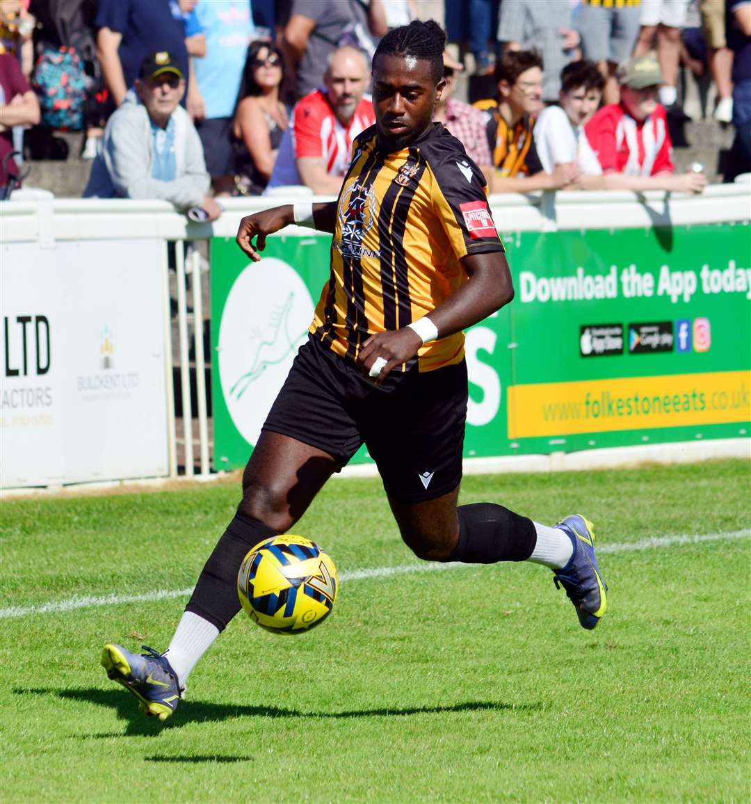 Ira Jackson Jr on the ball for Folkestone this season. Picture: Randolph File