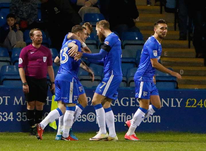 Players congratulate Mark Byrne after his stunner Picture: Andy Jones