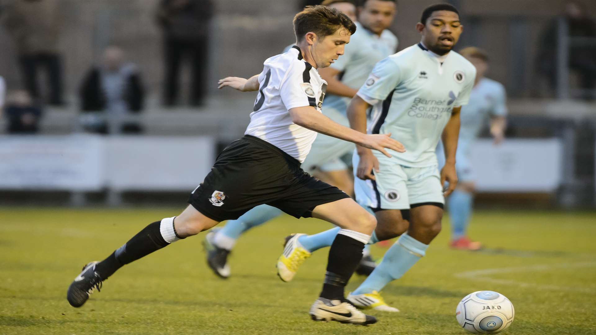 Lee Noble lines up a first-half shot for Dartford. Picture: Andy Payton