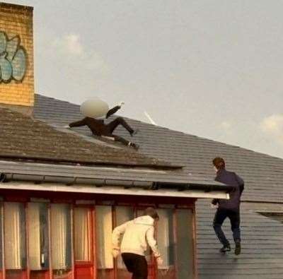 A group of children climbed onto the Sheppey Leisure Complex in Sheerness. Picture: Swale Community Leisure