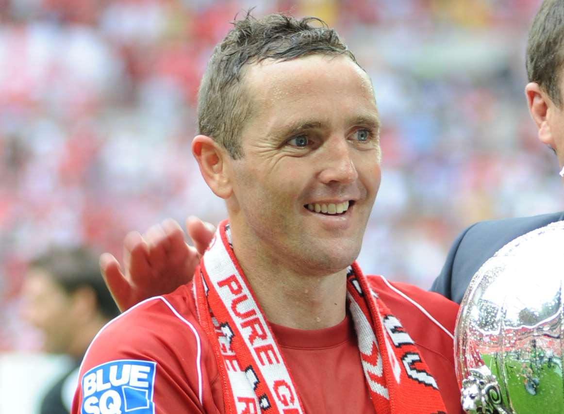 Paul McCarthy with Liam Daish after Ebbsfleet's FA Trophy win Picture: Matthew Walker