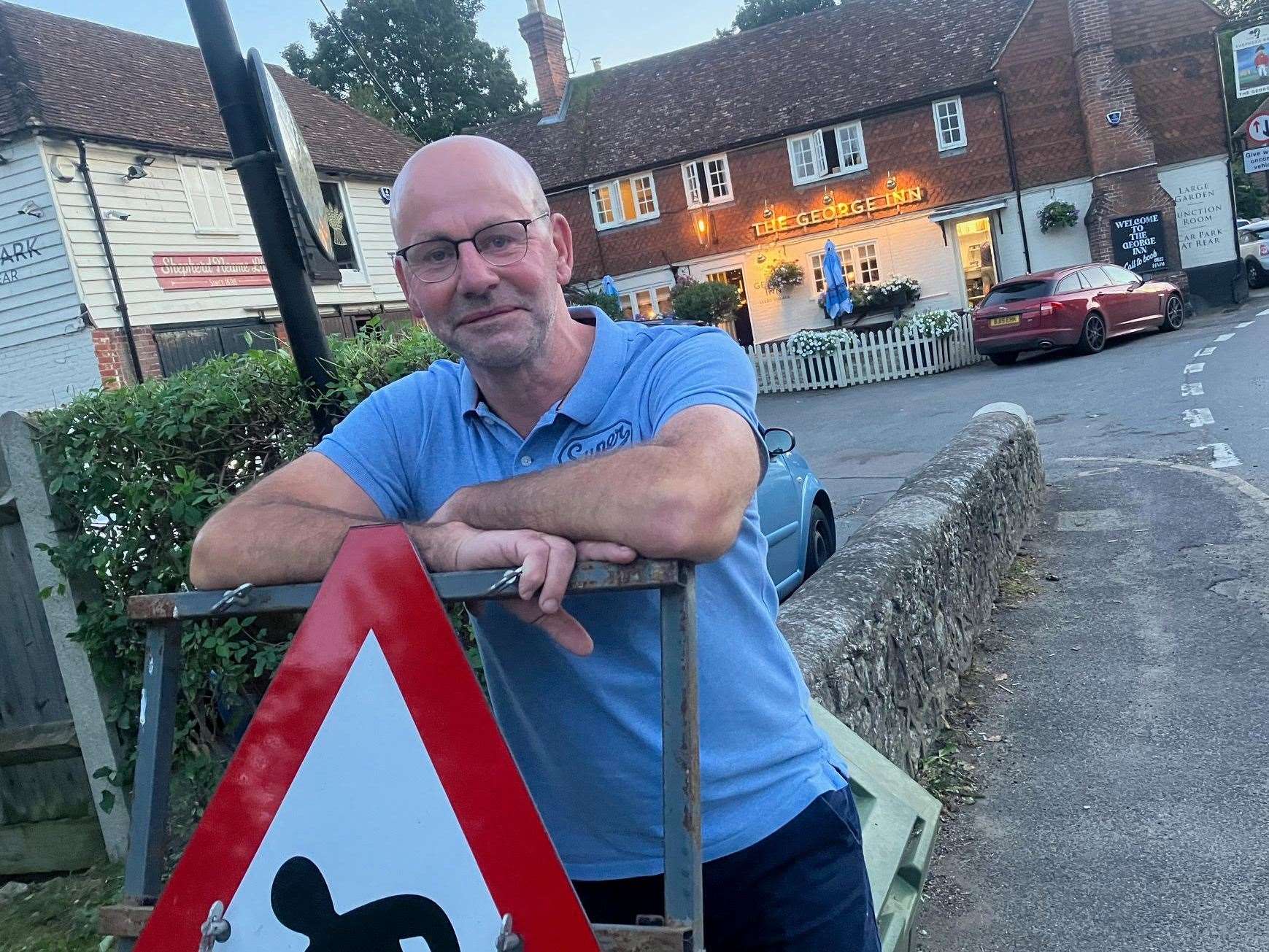 Landlord Jason Tharp outside the George Inn in Leeds