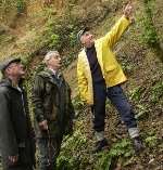 LAND IS PRIVATE: Bryn Cornwell, right, chairman of Loose Valley Conservation Society, with members Dave Cole and John Smith. Picture: JOHN WARDLEY