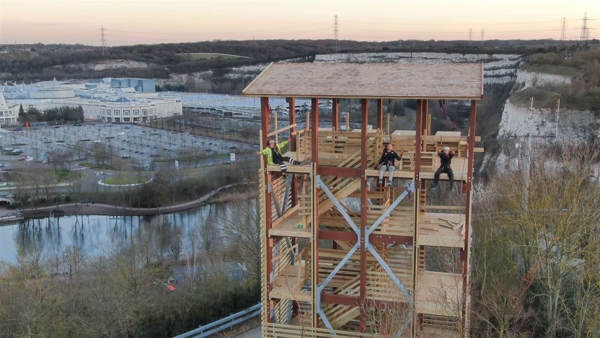 The dispatch tower at Hangloose Adventure soaring high above Bluewater