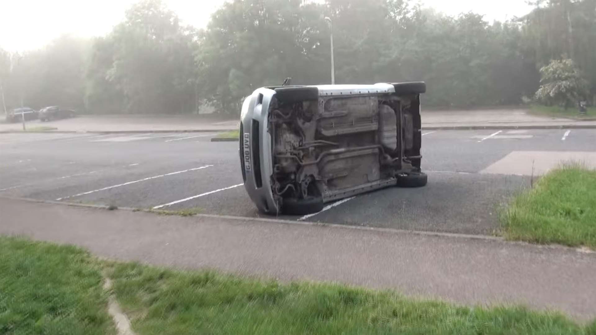 Last year a car in Cranbrook co-op car park was severely damaged when it was tipped on its side by vandals. Picture: Simon Ashby