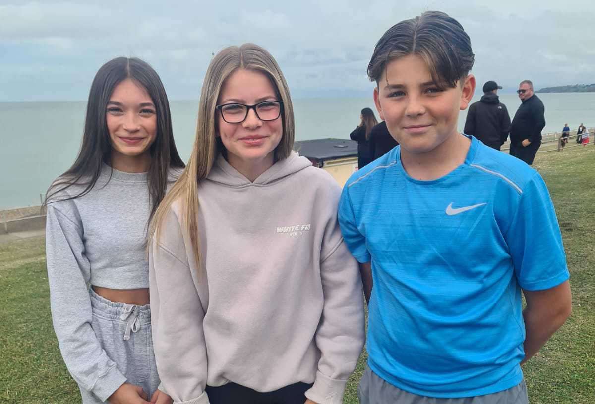 Jersie Wiles, Ella Selfe and Max Markham saved a man from the sea at Minster Leas Beach. Picture: Becky Selfe