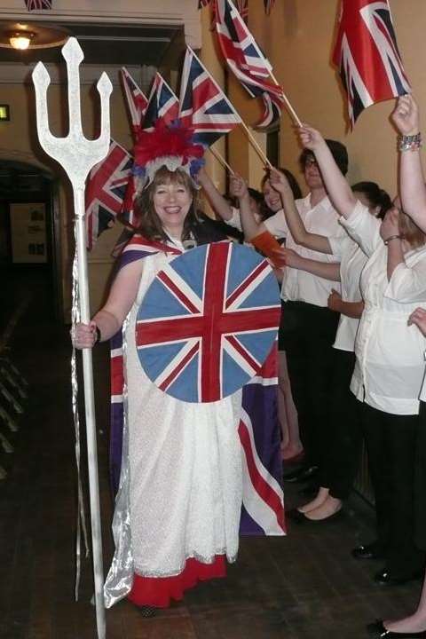 Britannia, alias Marie Kelly-Thomas, makes her grand entrance.