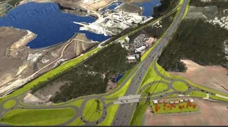 An artist's impression of what the junction improvements and new Bean flyover will look like Photo: Highways England