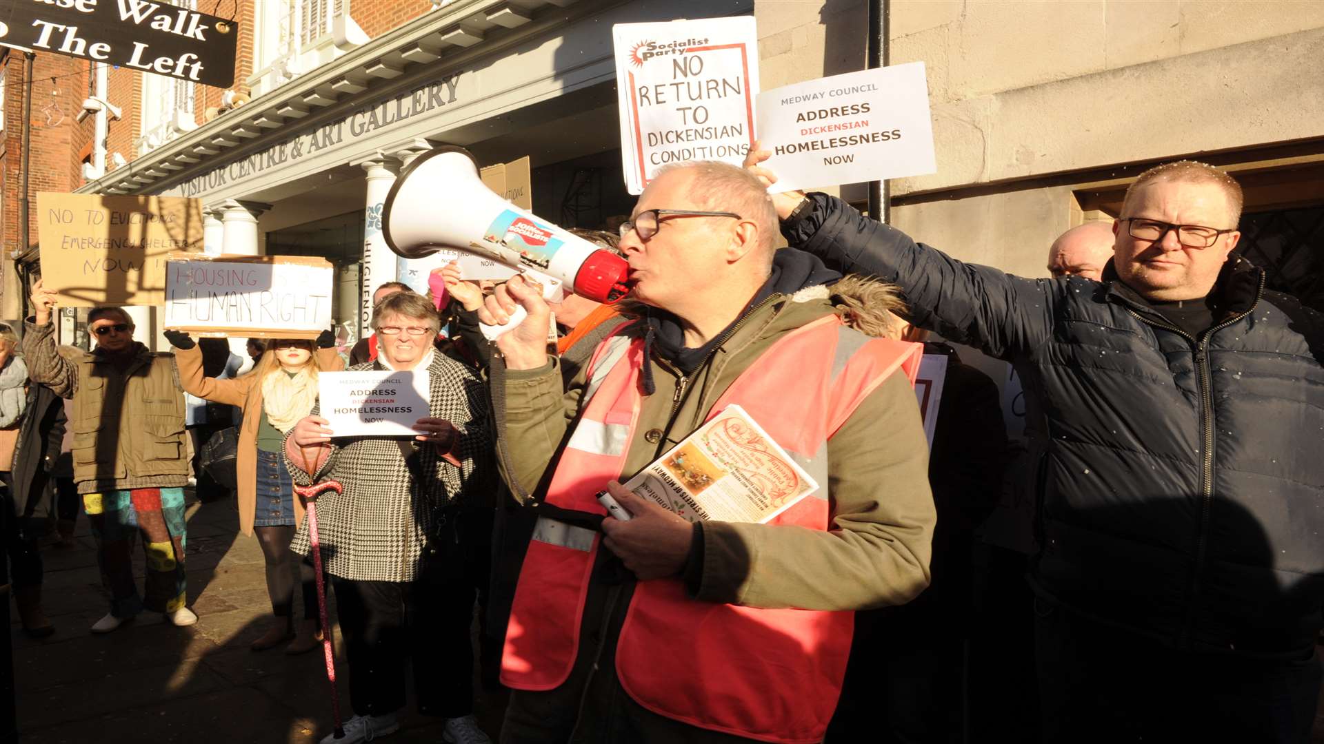 Chas Berry with Medway Justice for Homeless People protestors