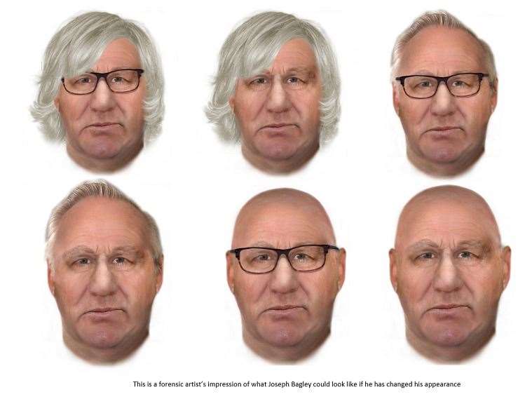 Police released computer generated images of what Joseph Bagley could have looked like while on the run