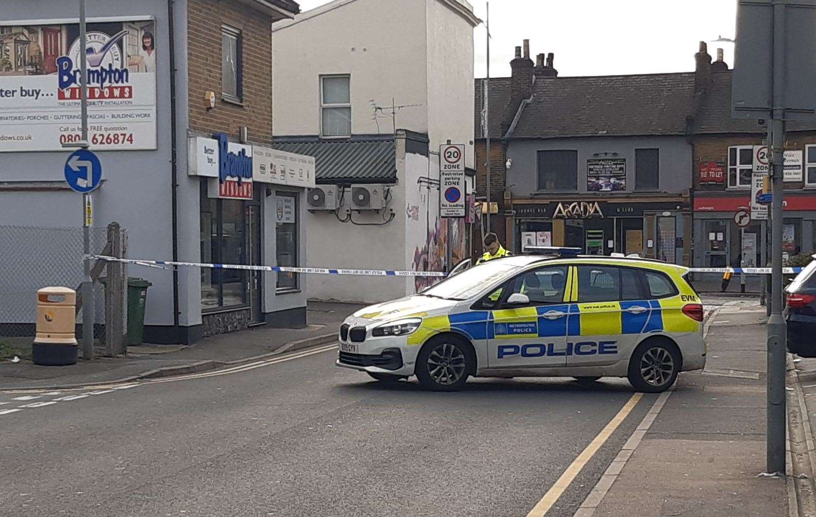 Church Road leading onto the Broadway was taped off